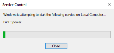 Click on Start - Print Spooler will start the service